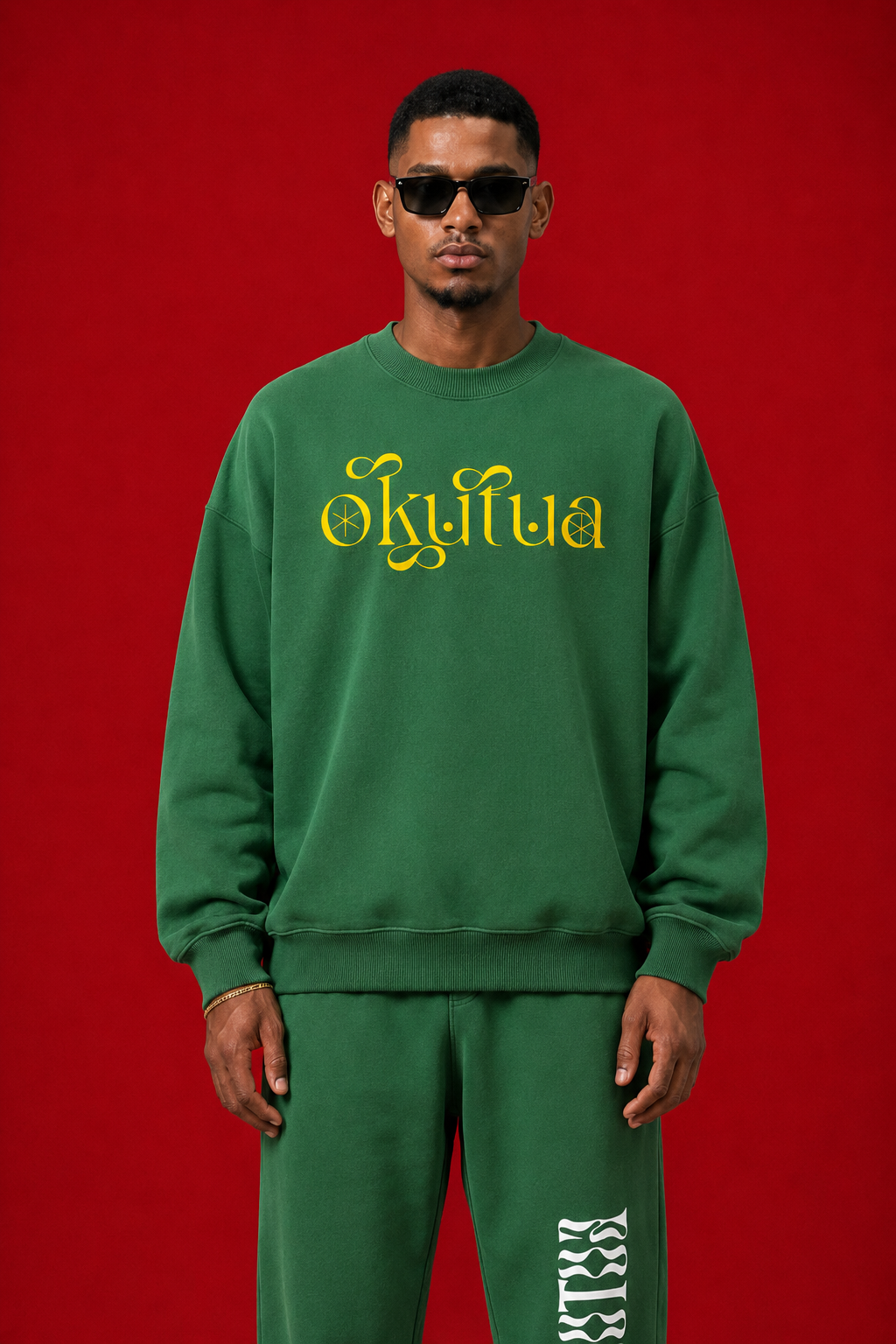 OKUTUA Sweatshirt — Green Yellow Print