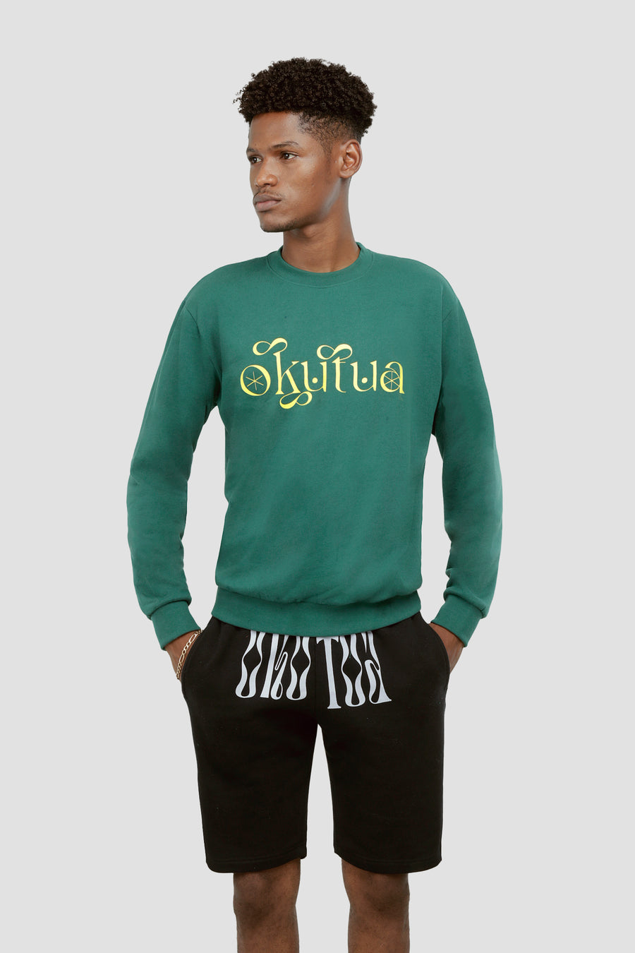 Yellow Print - Green Sweatshirt